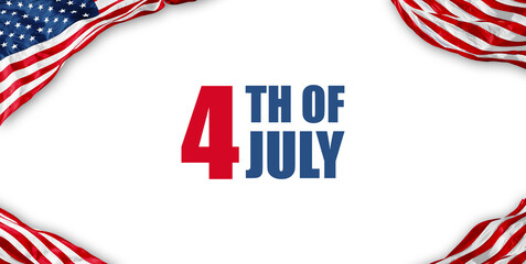 4yh of July. Template with the American flag.