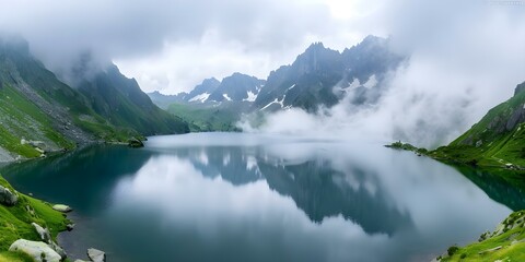 Scenic View of Lac David and Belledonne Mountain Range in the French Alps. Concept French Alps, Lac David, Belledonne Mountain Range, Scenic View, Nature Beauty