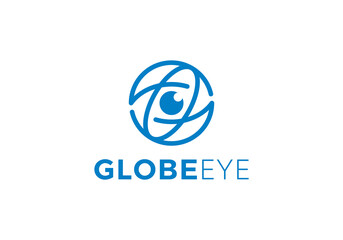 eye global logo design. vision digital connection icon symbol	

