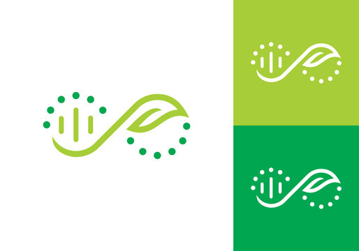 infinity leaf dna logo design vector combination