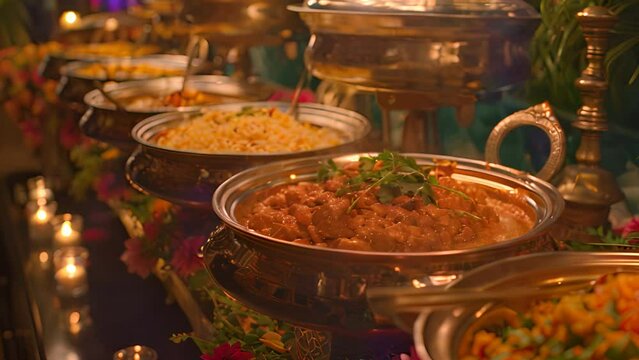Wedding buffet with Indian food