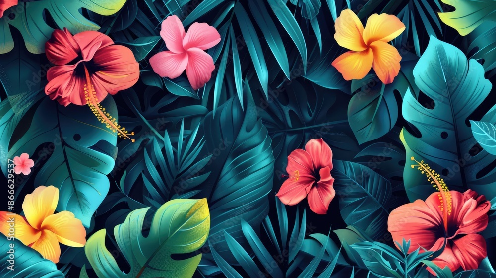 Sticker Minimal design featuring vibrant flowers and foliage