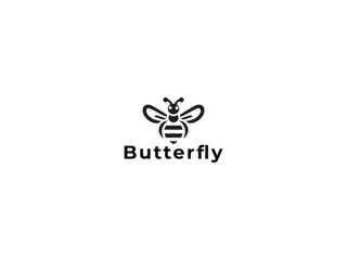 Butterfly logo icon on a white background. black and white butterfly.
