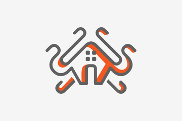 Illustration vector graphic of home and octopus. Good for logo