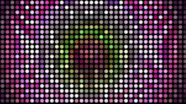Colorful imprint animation with small dost or bulbs, circles. Abstract digital background