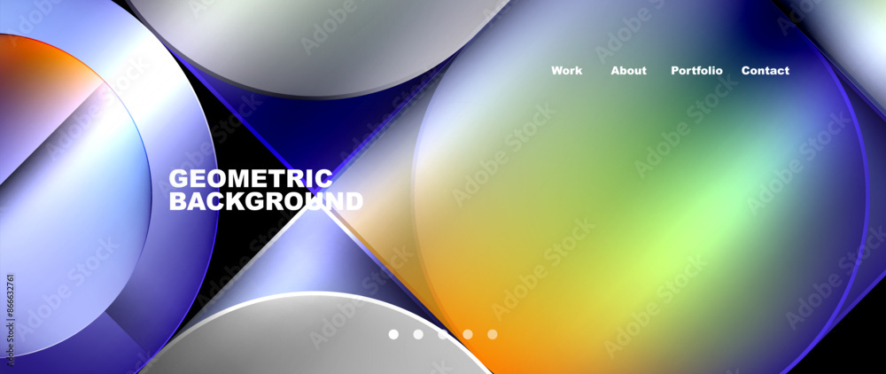 Aufkleber bright colorful squares with round elements minimal geometric background. vector illustration for wa