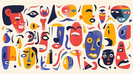 Obraz premium A collection of abstract shapes and colors representing a range of human emotions, such as joy, sadness, anger, and peace.