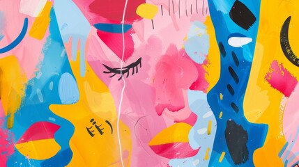 A collection of abstract shapes and colors representing a range of human emotions, such as joy, sadness, anger, and peace.