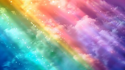 Obraz premium Mystical Rainbow-Lit Sky with Ethereal Unicorn Silhouettes