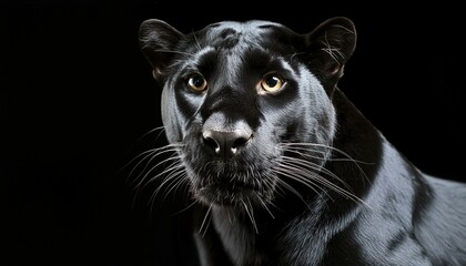 High resolution HD photo portrait of Panther, black background, detailed, generative AI