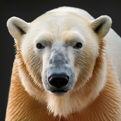 High resolution HD photo portrait of Polar Bear, black background, detailed