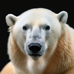 High resolution HD photo portrait of Polar Bear, black background, detailed