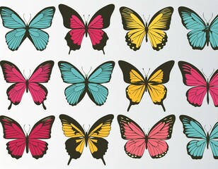 Set of butterfly isolated on white