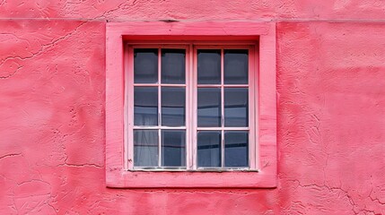 a shot of a window with four divisions, of a building pink, shot on RED KOMODO, 