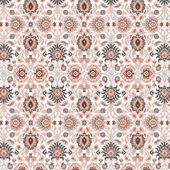 Ethnic Geometric boho seamless pattern. colourfull Repeating background. floral Cloth design, wallpaper.
