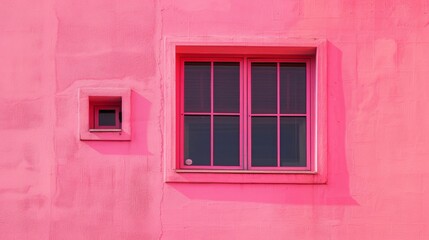 Fototapeta premium a shot of a window with four divisions, of a building pink, shot on RED KOMODO, 