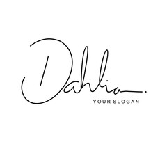 Dahlia name signature logo vector design