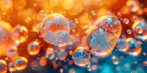 An artistic illustration of blue shampoo molecules neutralizing yellow and orange tones in hair, visual representation of the color theory behind the product