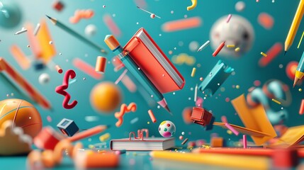Fototapeta na wymiar Back to School Education Background Concept with Falling...