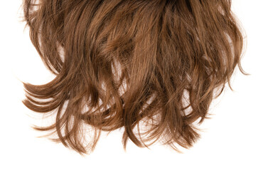 Naklejka premium Long human brown hair isolated on background. hair texture close up