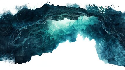 Abstract watercolor painting featuring dark and teal hues with a gradient blending effect, creating a dynamic and dramatic visual impact.