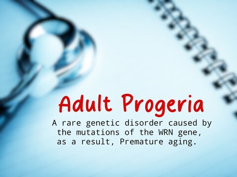 Werner syndrome (WS) or Werner's syndrome, also called adult progeria, a rare autosomal recessive disorder, medical conceptual image.