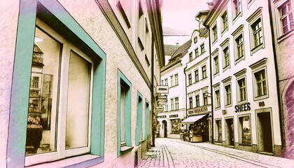Obraz premium A back alley in Germany, generative AI