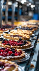  Pies with fruits, berries, apples. Production of confectionery products at the plant using modern technologies.