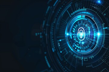 Padlock closed on digital background.