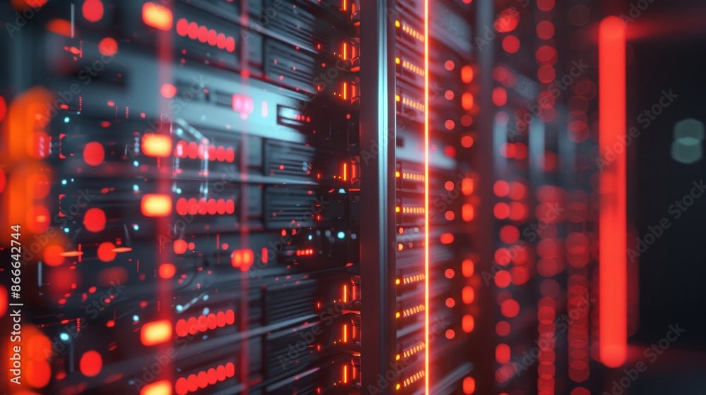 Poster rendering of the connection network in the server room, the data center, and the storage systems