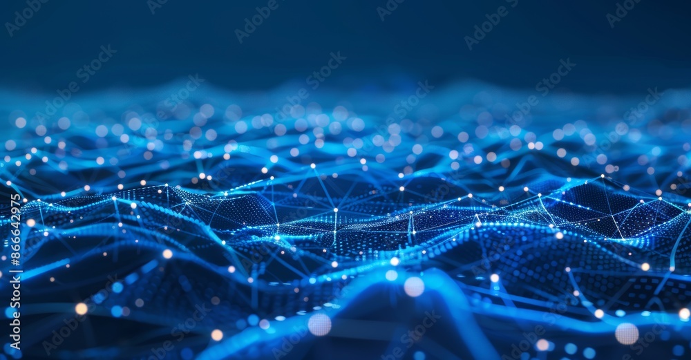 Poster printed circuit board background with depth of field and bokeh. in the background are internet conne
