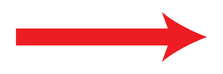 Long Red arrow  icon. Red horizontal arrow. Straight long arrow, eps10