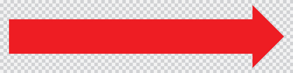 Horizontal long Red straight arrow icon eps10