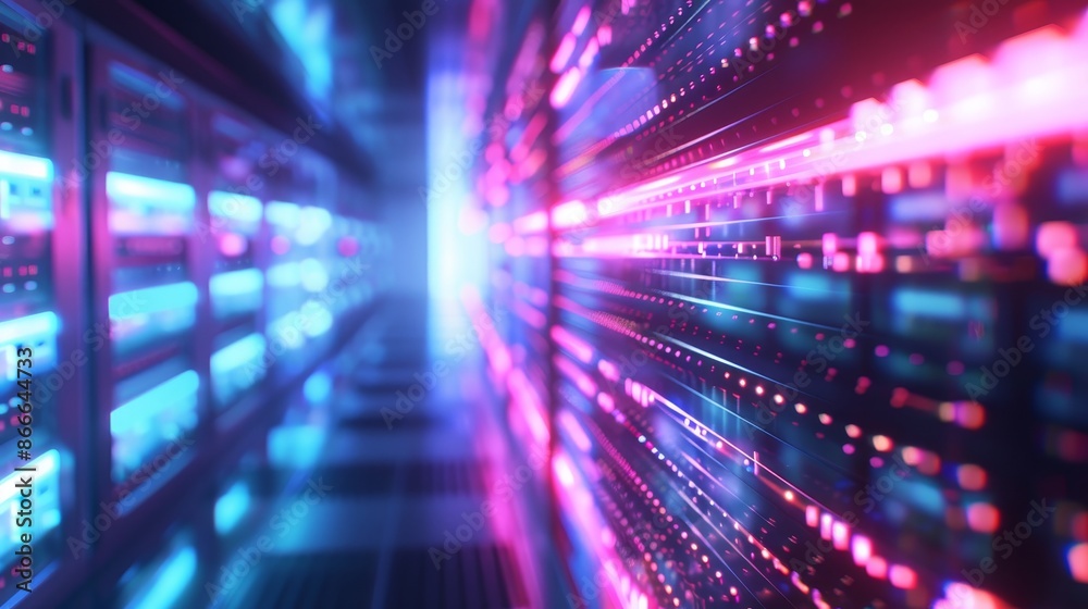 Poster with data huds and 3d rendering, server rooms or servers can be designed.