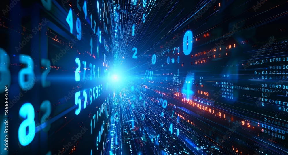 Poster transmitting and storing data sets. moving digital data streams. transferring big data sets.