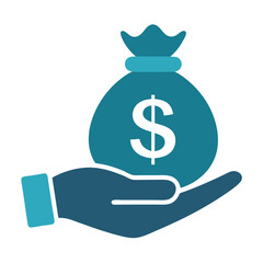 Saving Money icon. Handhold money bag vector illustration 