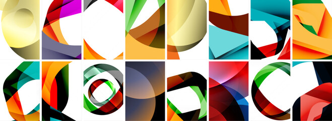 Collection of abstract background with waves, colorful shapes and 3d shadow effect. Vector Illustration For Wallpaper, Banner, Background, Card, Book Illustration, landing page