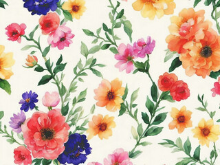 Fototapeta premium Tropical exotic pink red black orchid smaller wild flowers jungle palm leaves liquid fluid painted watercolor Hand drawn Enigmatic Spring summer season Blooming seamless flower blossom pattern design