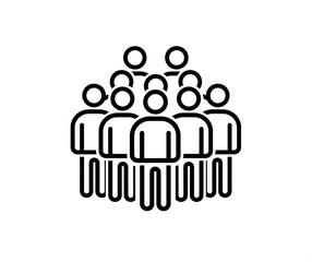 black and white icon of an outline of people in  groups