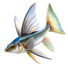 Fototapeta premium Close-up of Vibrant Flying Fish on White