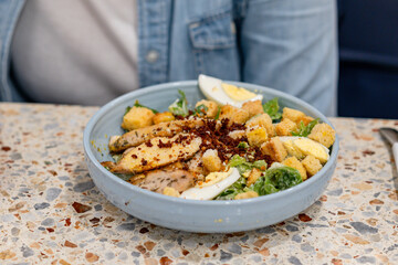 Salad chicken and vegetables