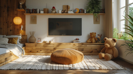 Wooden tone living room interior