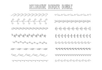 Decoration and Border set bundle editable, hand drawing, doodles, repeat, pattern, line art, floral, plants, string, botanical, different shapes borderline
