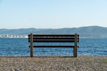 Wooden banch with ea view