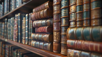 Close-Up of Library Books on Shelf: Generative AI (8K)

