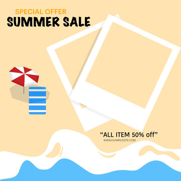 Summer Sale Design Concept for social media post illustration post summer sale social media, summer label, for summer holidays, Sumeri sale design for social media banner template, vector illustration