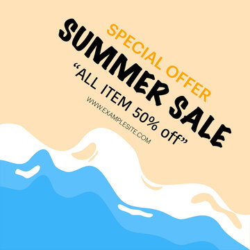 Summer Sale Design Concept for social media post illustration post summer sale social media, summer label, for summer holidays, Sumeri sale design for social media banner template, vector illustration