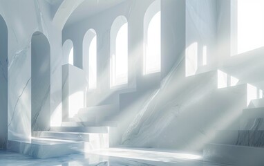 Obraz premium Mockup empty, minimalistic interior design with Natural stones, Marble Texture, Graphic resource, wallpaper, interior design, performance, theater, stage props, advertising, illustration, background,