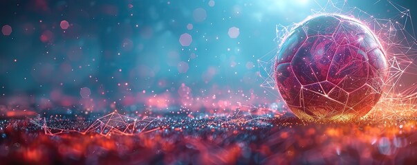 Sports poster with soccer, baseball, football, handball banners in futuristic neon design for online gaming tournaments