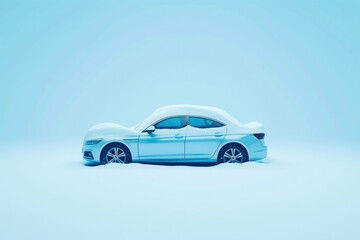 Winter Vehicle Buried in Snow against Soft Blue